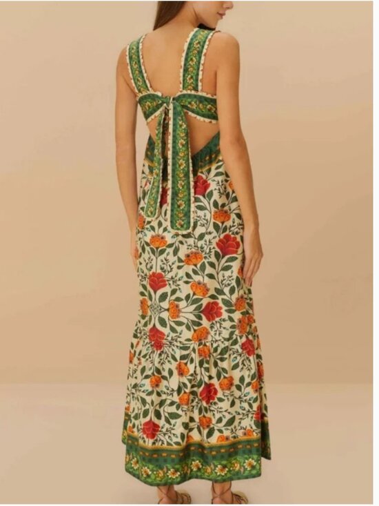 Farm Rio Maxi Button Cotton Floral Front Closure Dress size M - Picture 3 of 8